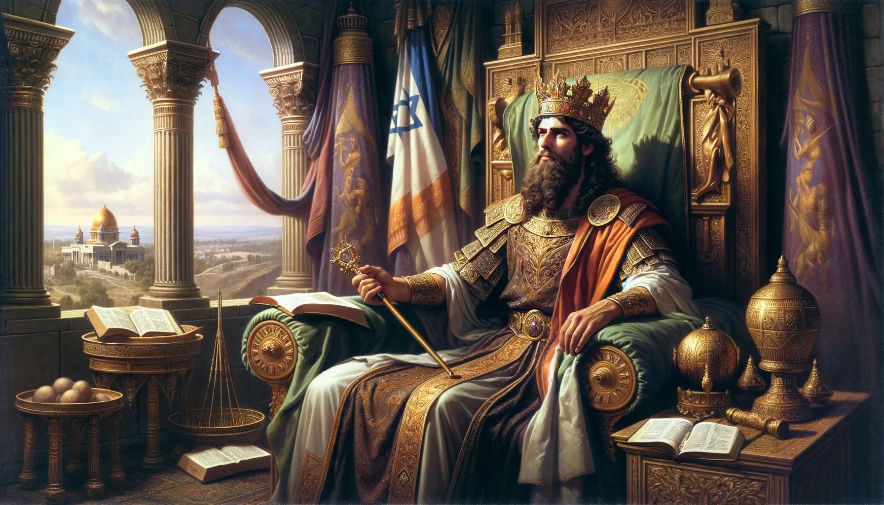 Rey David en su trono